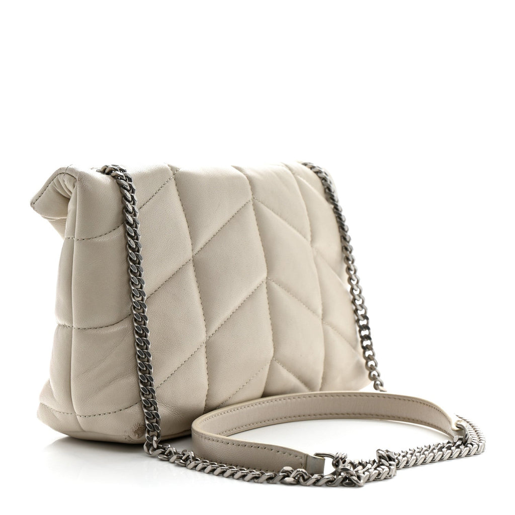 Lambskin Quilted Toy Loulou Puffer Monogram Chain Satchel Crema Soft