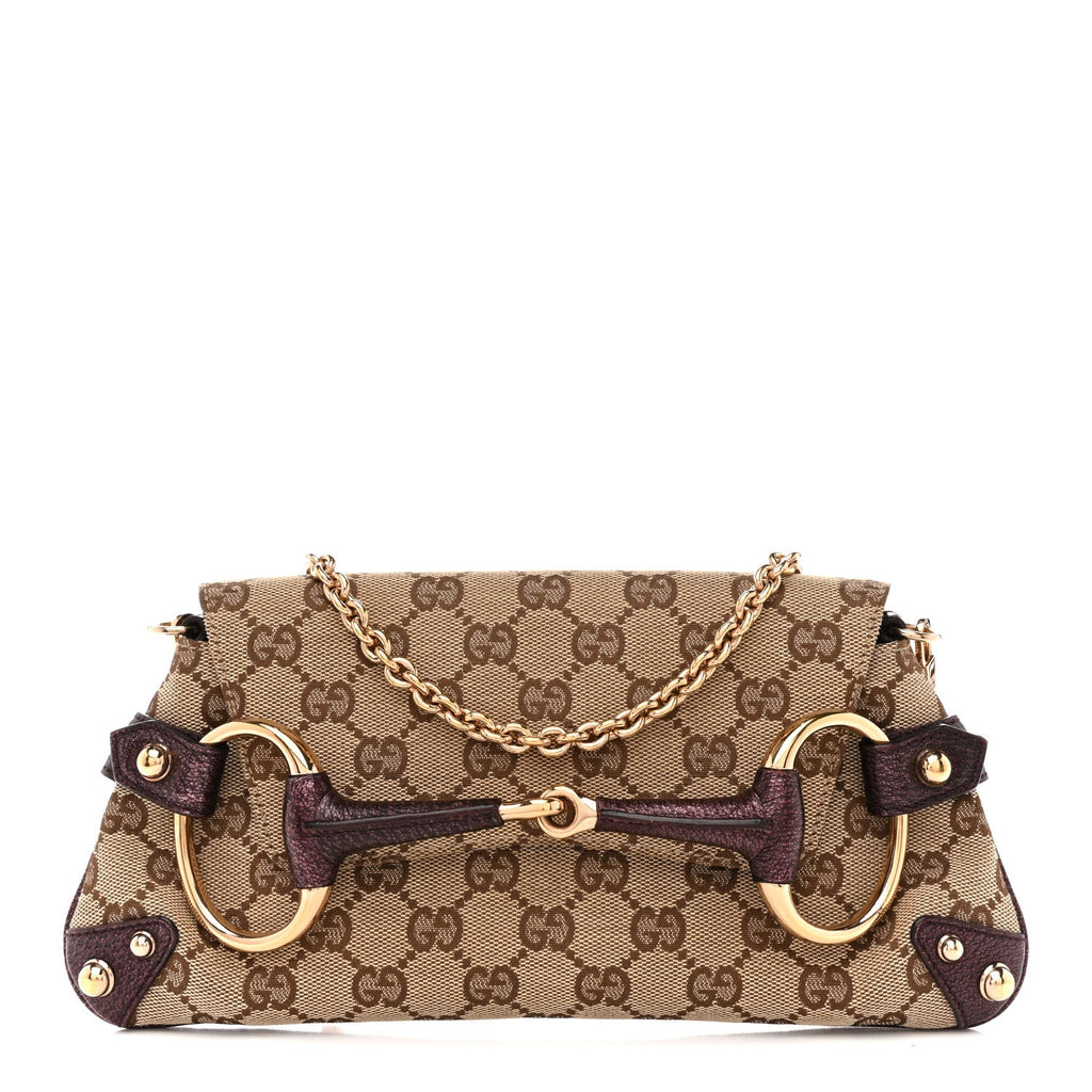 Monogram Small Horsebit Chain Clutch Purple