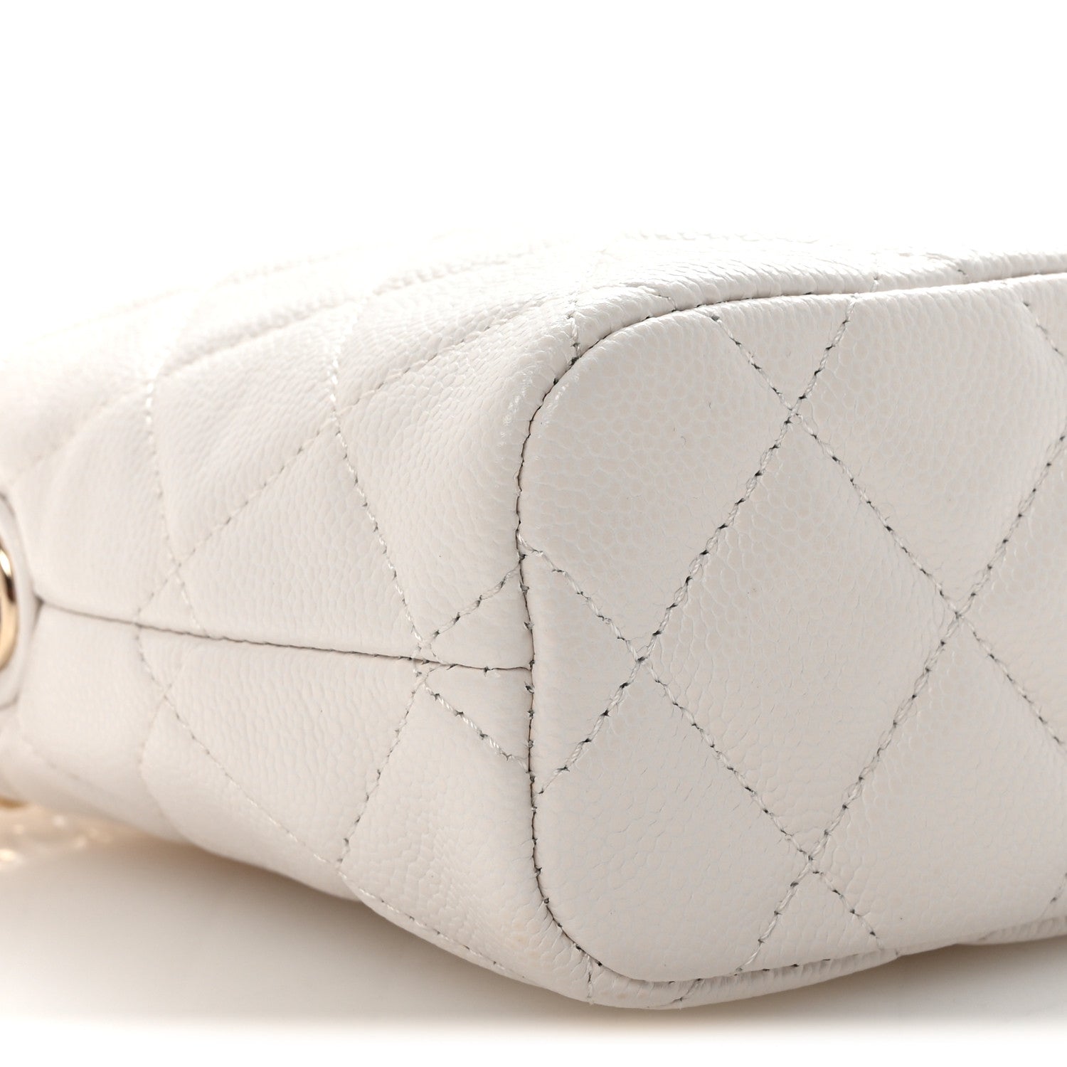 Caviar Quilted Hobo Clutch With Chain White