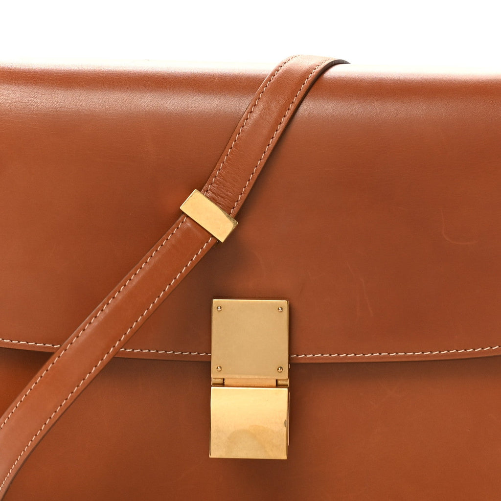 Natural Calfskin Medium Classic Box Flap Bag Tan