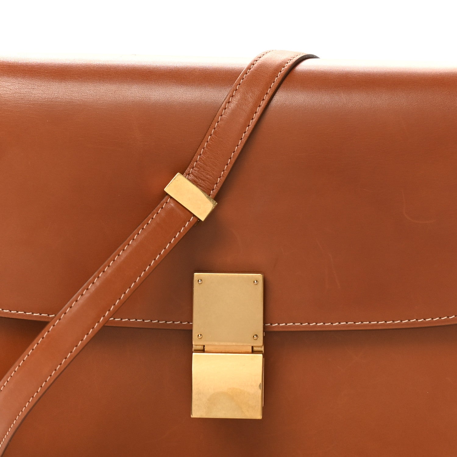 Natural Calfskin Medium Classic Box Flap Bag Tan