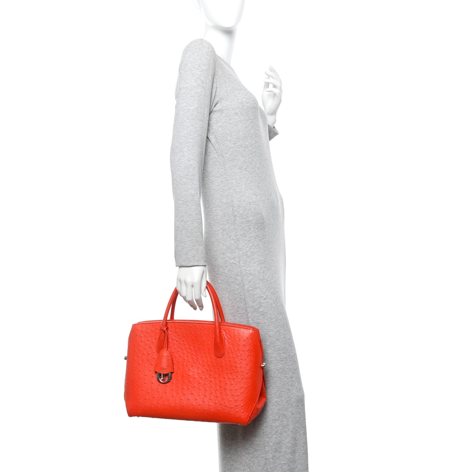 Ostrich Large Open Bar Tote Orange