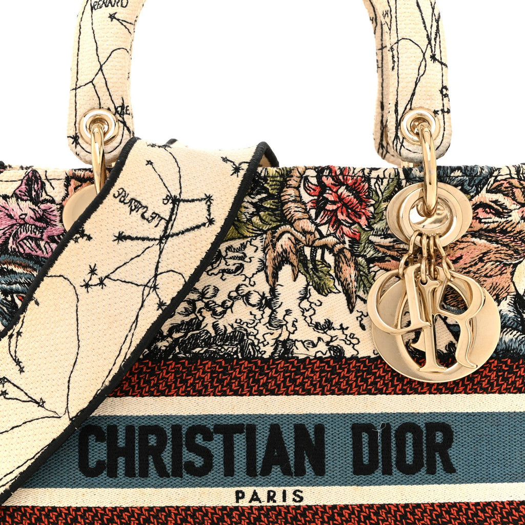 Canvas Constellation Embroidered Medium Lady D-Lite Latte Multicolor