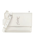 Grained Calfskin Medium Monogram Sunset Satchel White