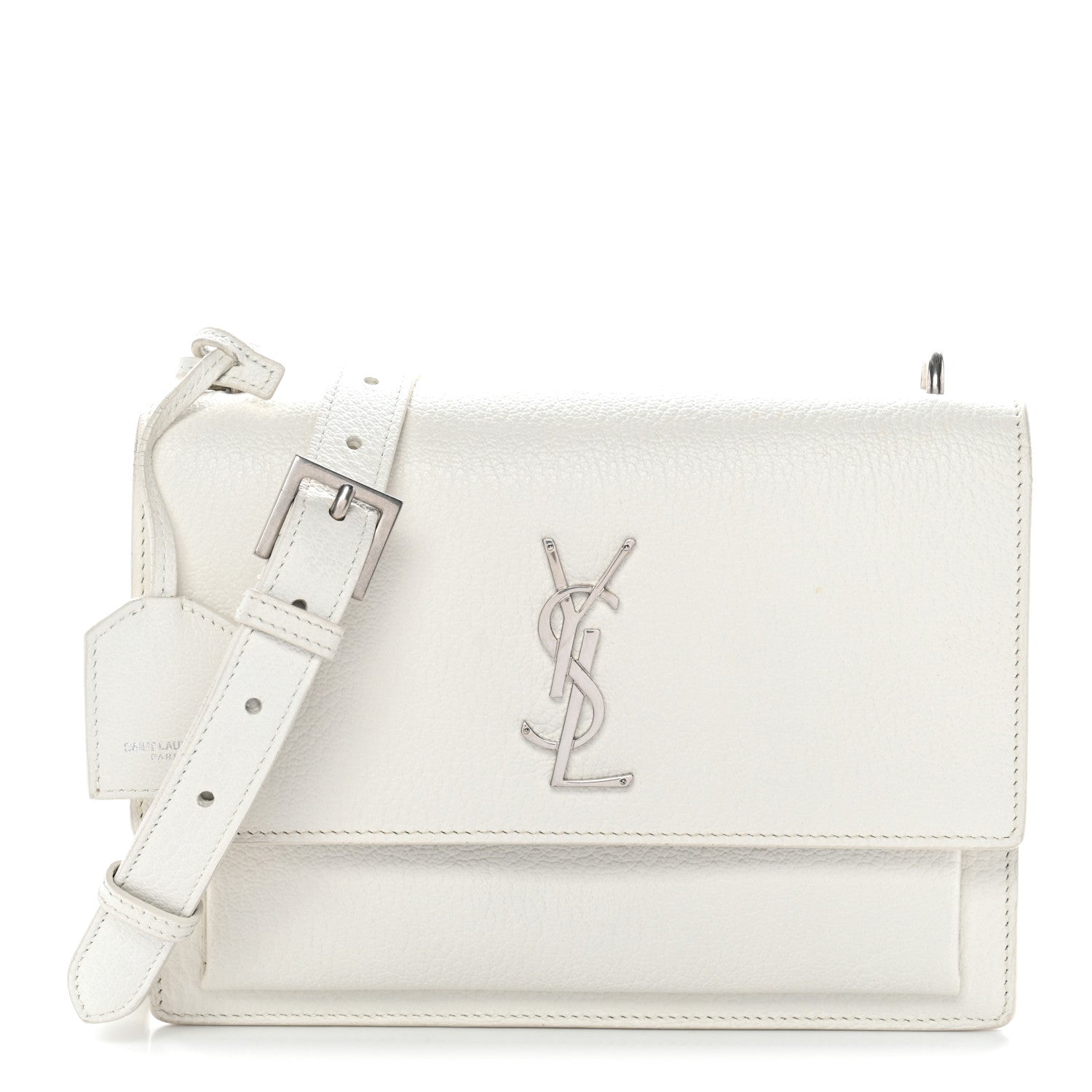 Grained Calfskin Medium Monogram Sunset Satchel White