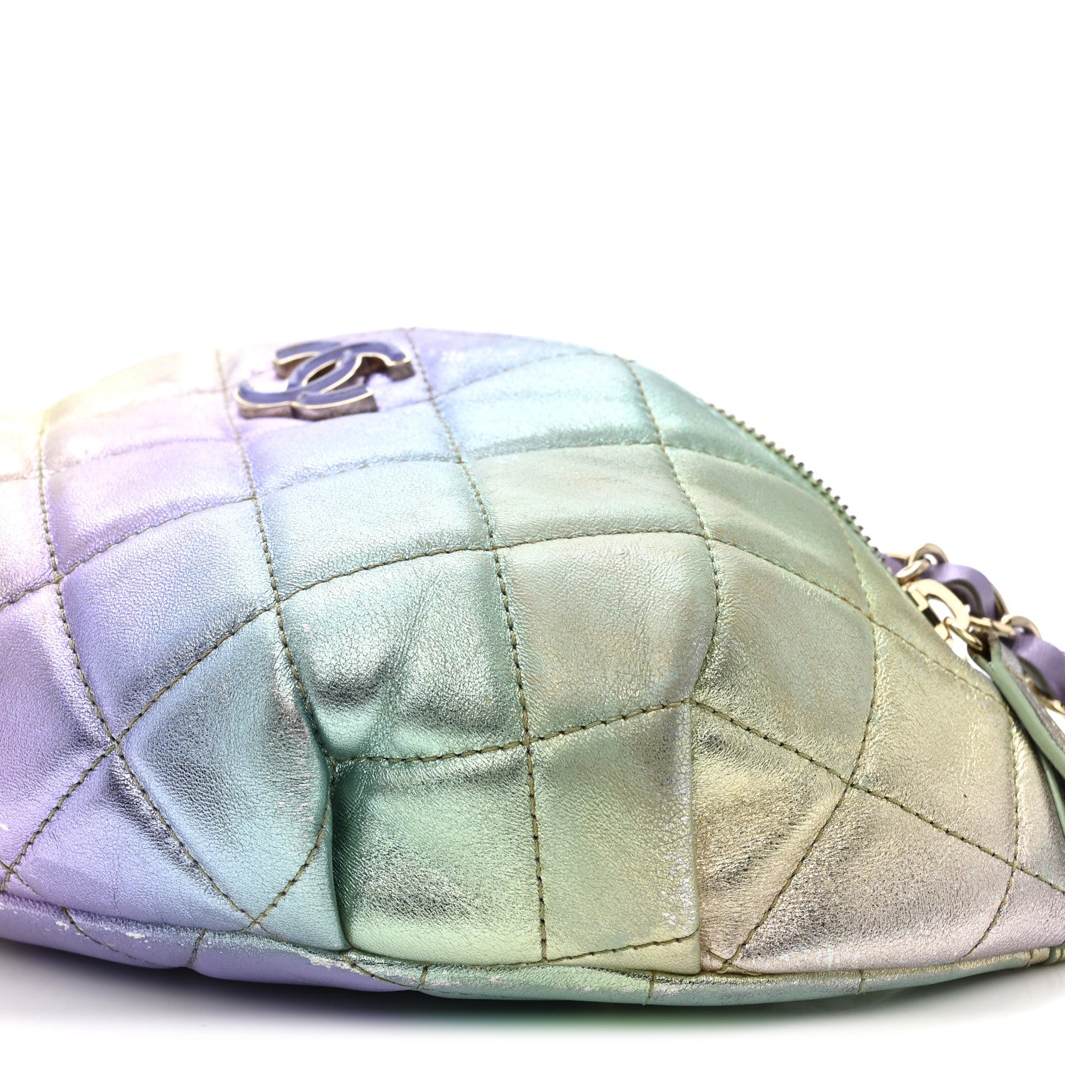Gradient Metallic Lambskin Quilted Walking Mood Waist Bag Fanny Pack Pink Purple Green