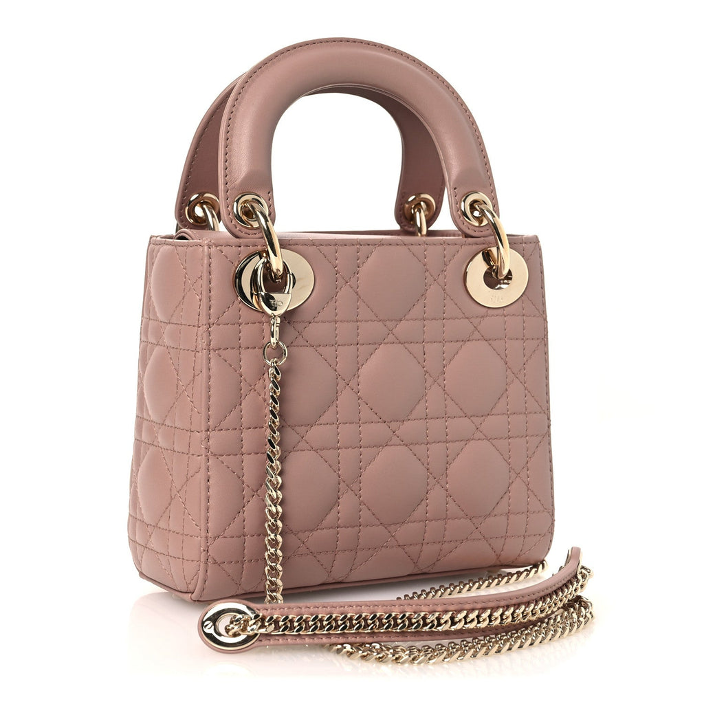 Lambskin Cannage Mini Lady Dior Blush