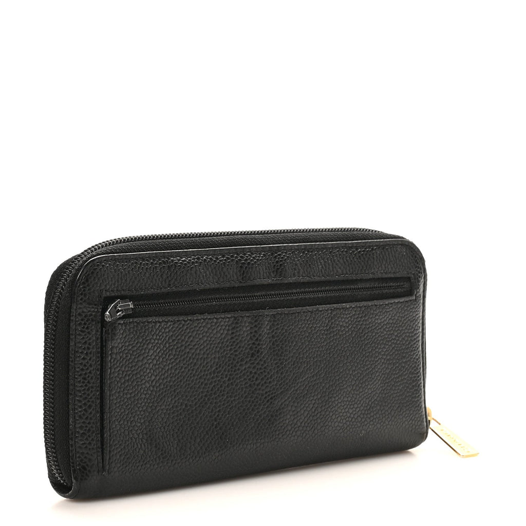 Caviar CC Timeless Large Zip Around Wallet Black