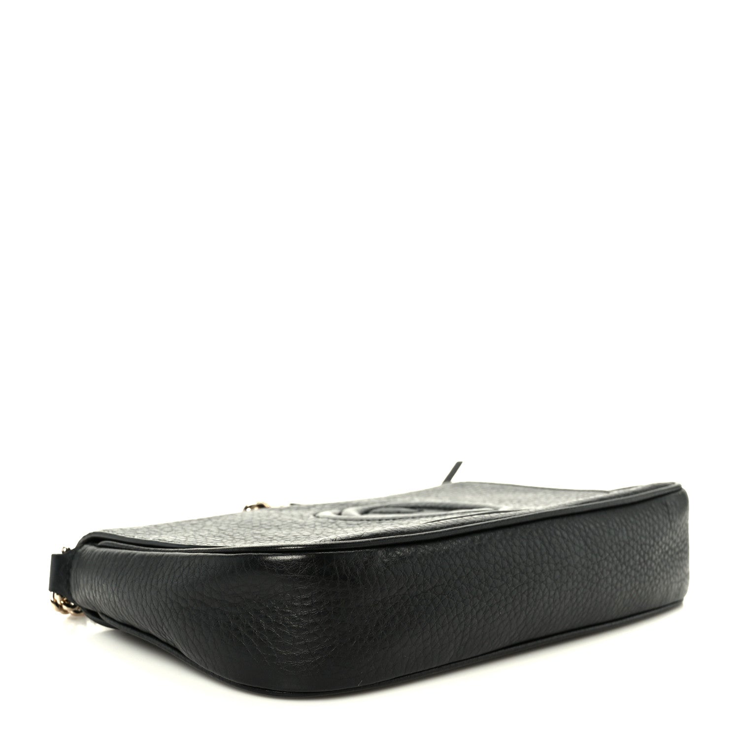 Pebbled Calfskin Medium Soho Flap Crossbody Black