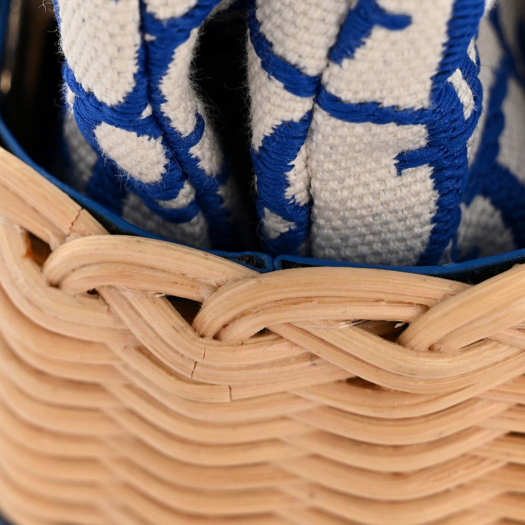 Wicker Oblique Mini Lady Dior Bag Florescent Blue