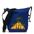 Tessuto Nylon Palm Tree Print Bucket Bag Bluette