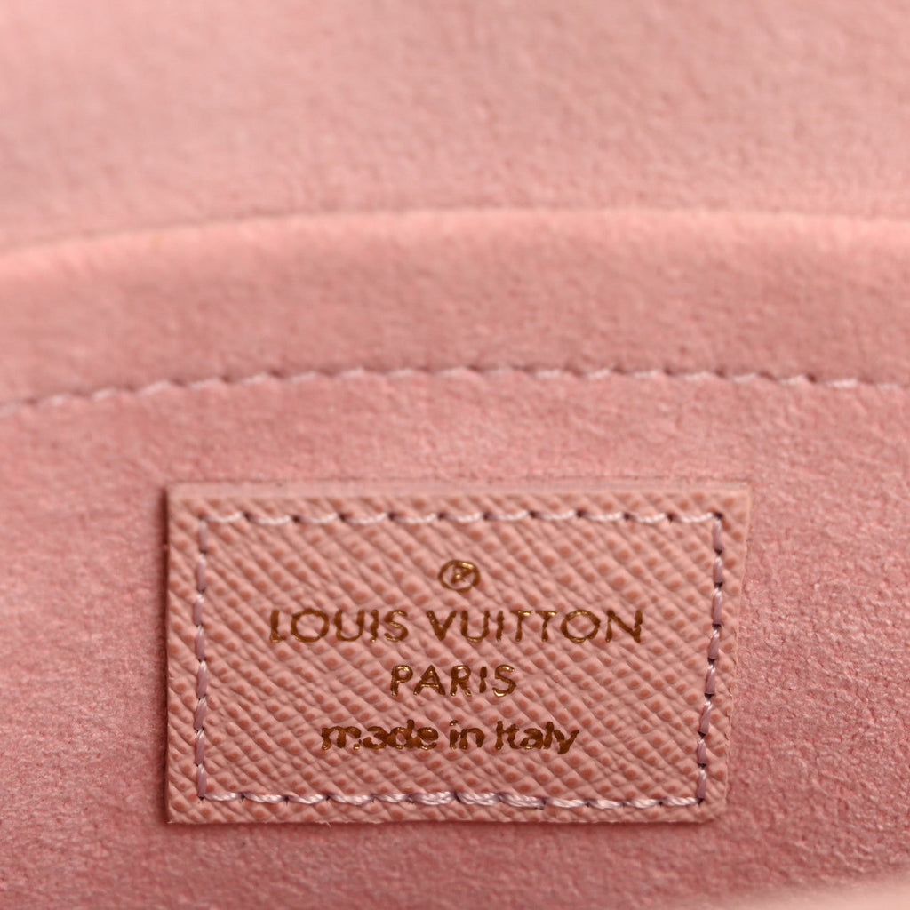 Damier Azur Pochette Felicie Chain Wallet Rose Ballerine
