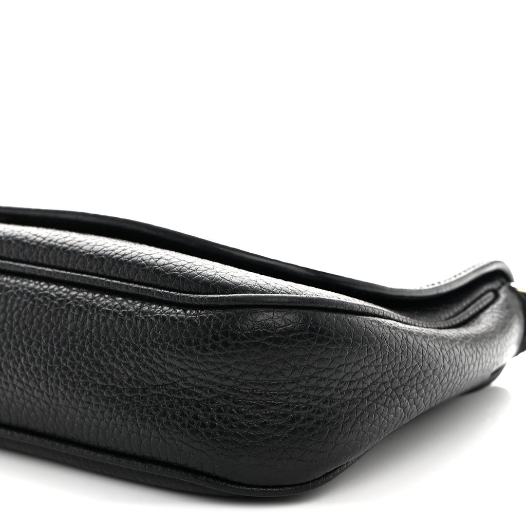Pebbled Calfskin Medium Soho Flap Crossbody Black