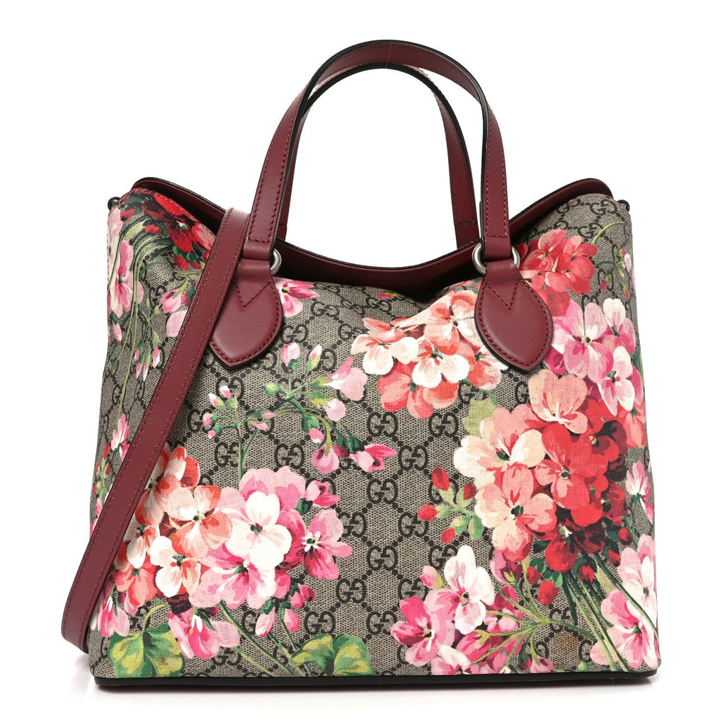 GG Supreme Monogram Blooms Linea A Foldover Tote Beige Multicolor Dry Rose