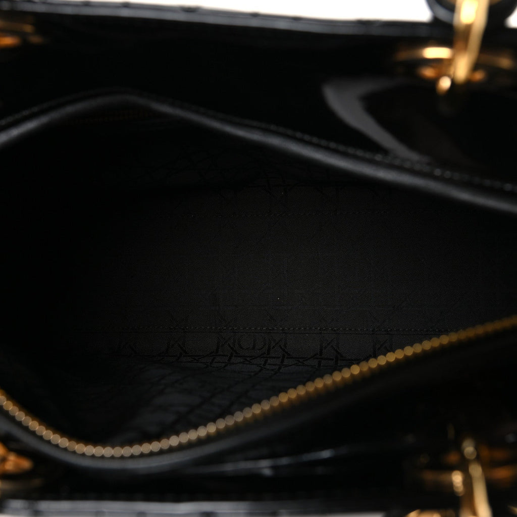 Patent Cannage Large Lady Dior Black