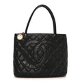 Caviar Quilted Medallion Tote Black