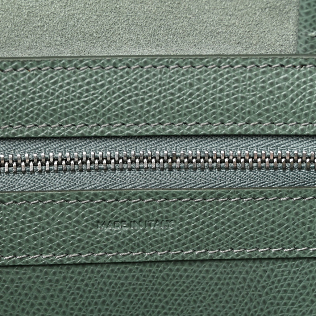 Grained Calfskin Small Vertical Cabas Green