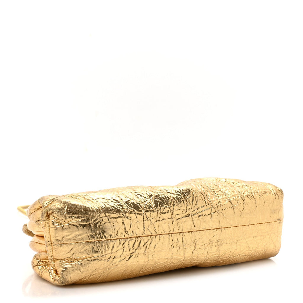 Metallic Crushed Calfskin The Mini Pouch Gold