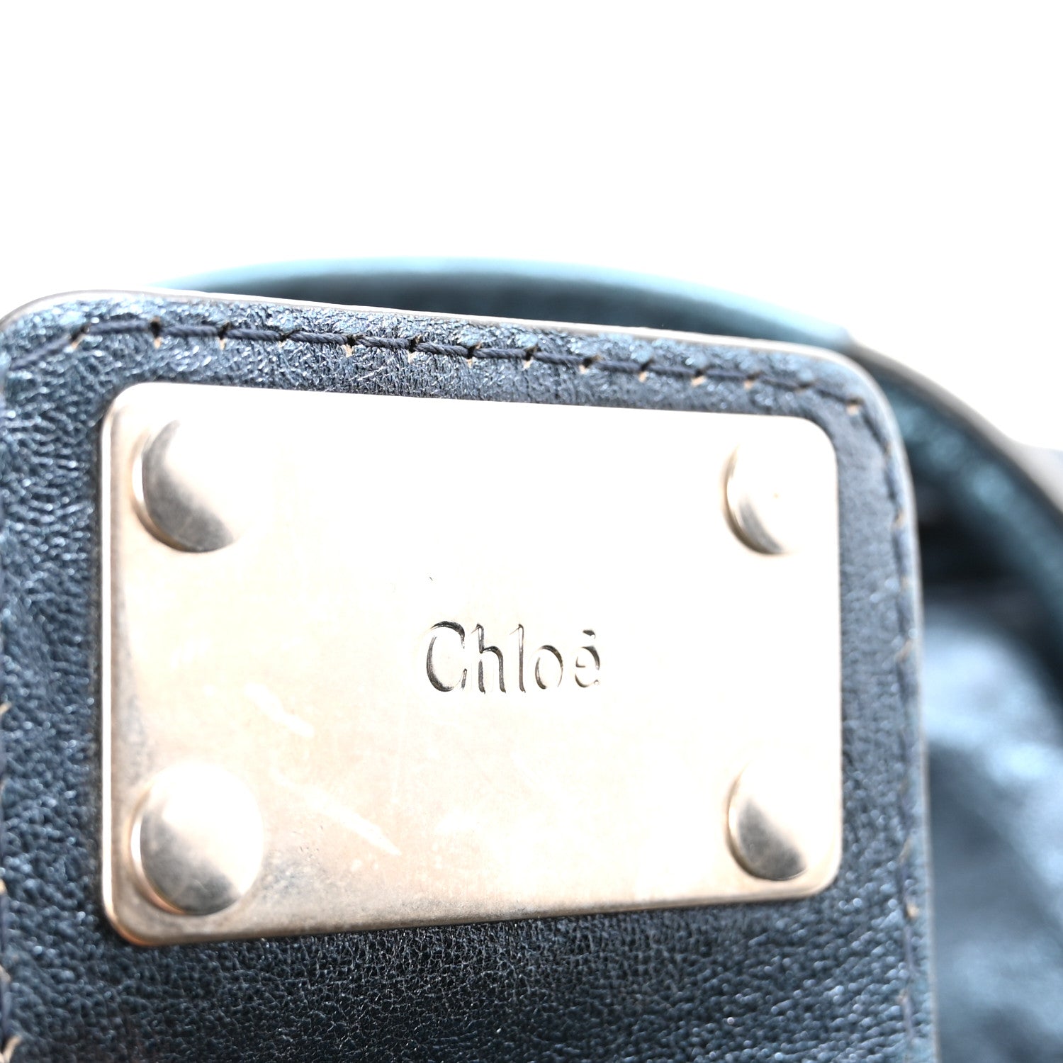 Metallic Calfskin Large Paddington Tote Blue