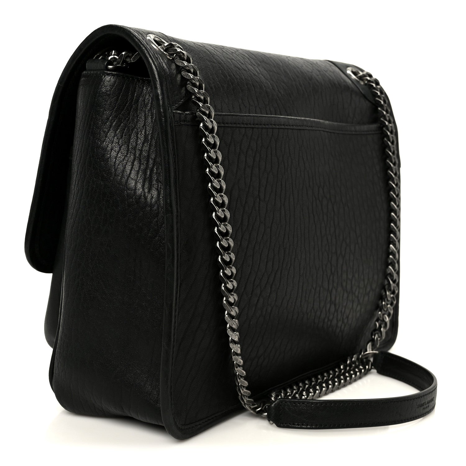Grained Lambskin Monogram Large Niki Chain Satchel Black