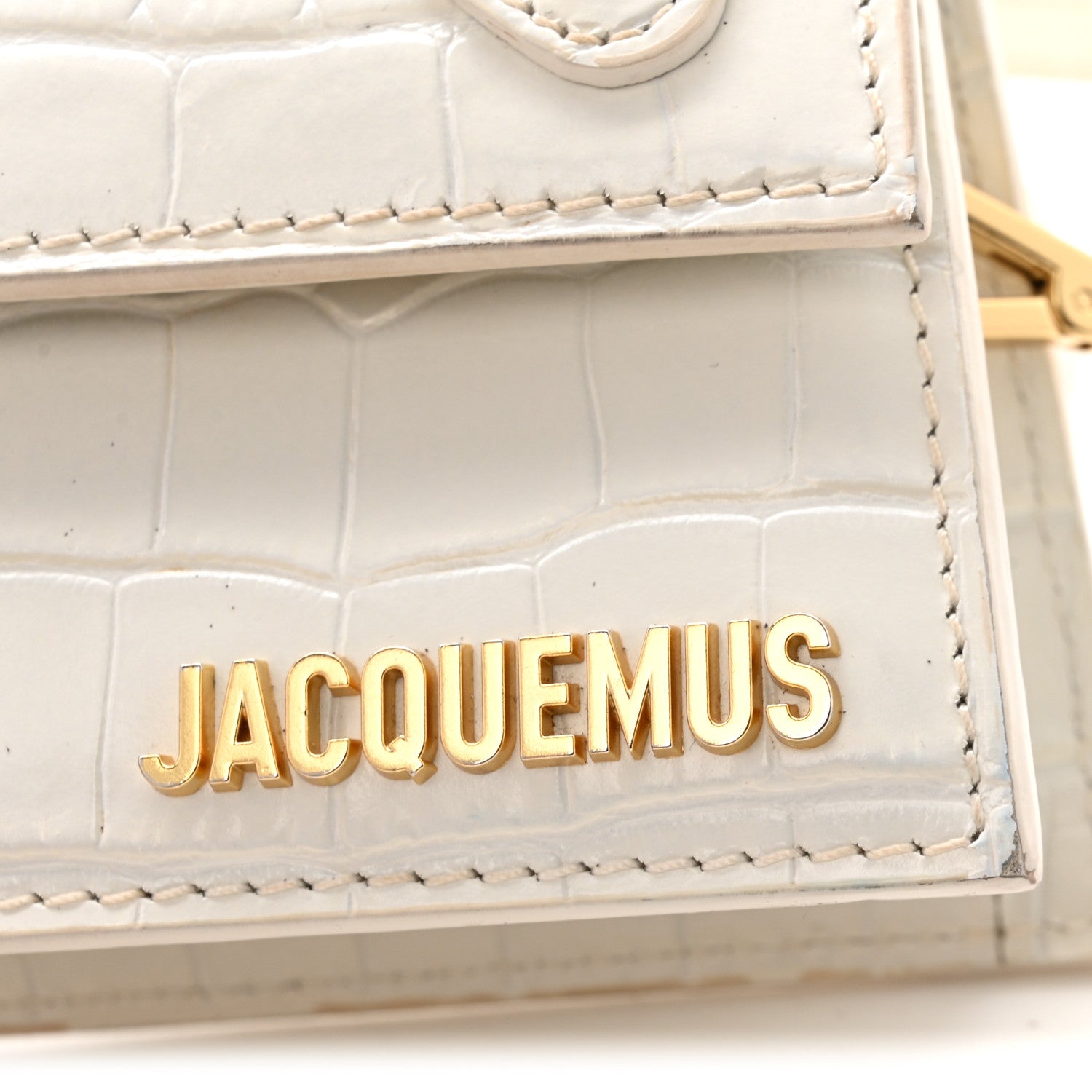 Calfskin Crocodile Embossed Le Chiquito Long White