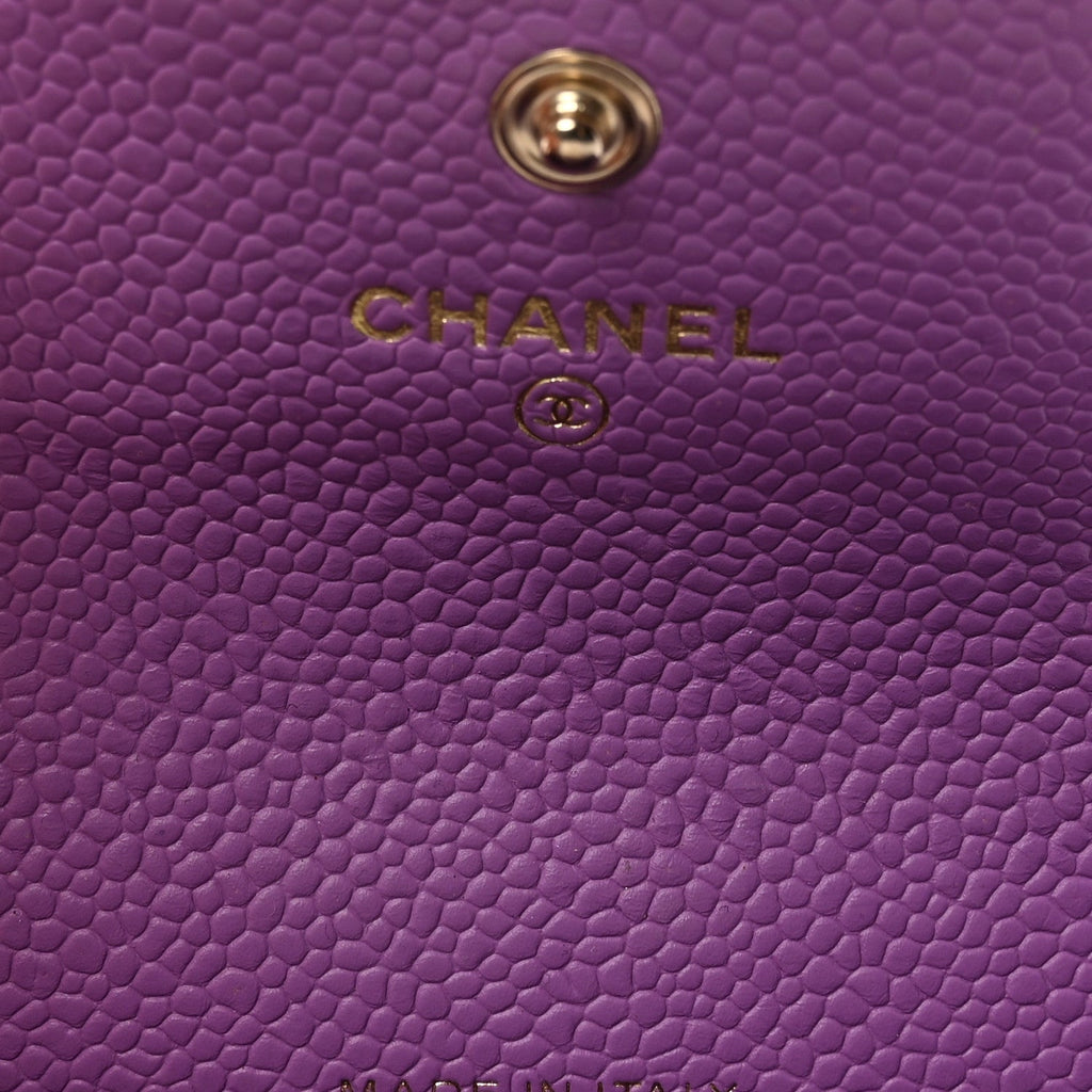 Caviar Quilted Boy Flap  Holder Purple