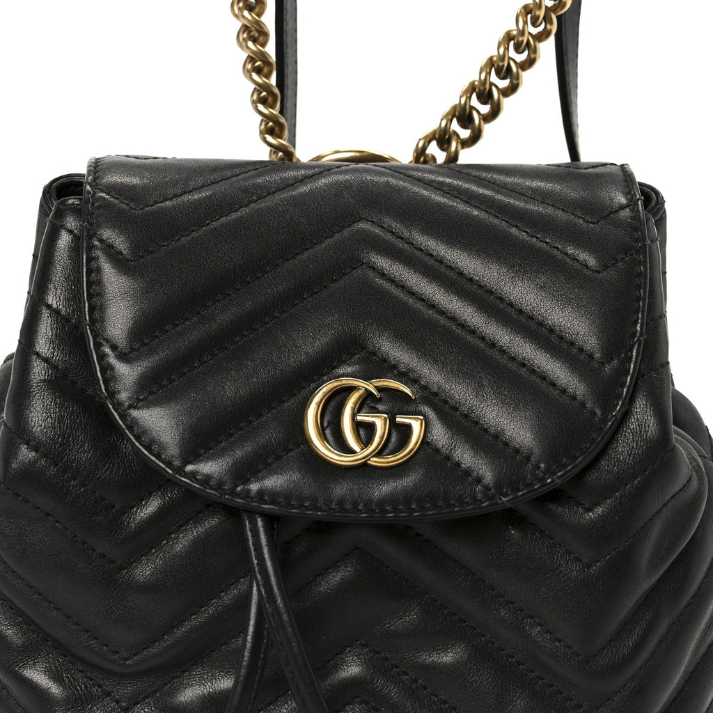 Calfskin Matelasse GG Marmont Flap Backpack Black