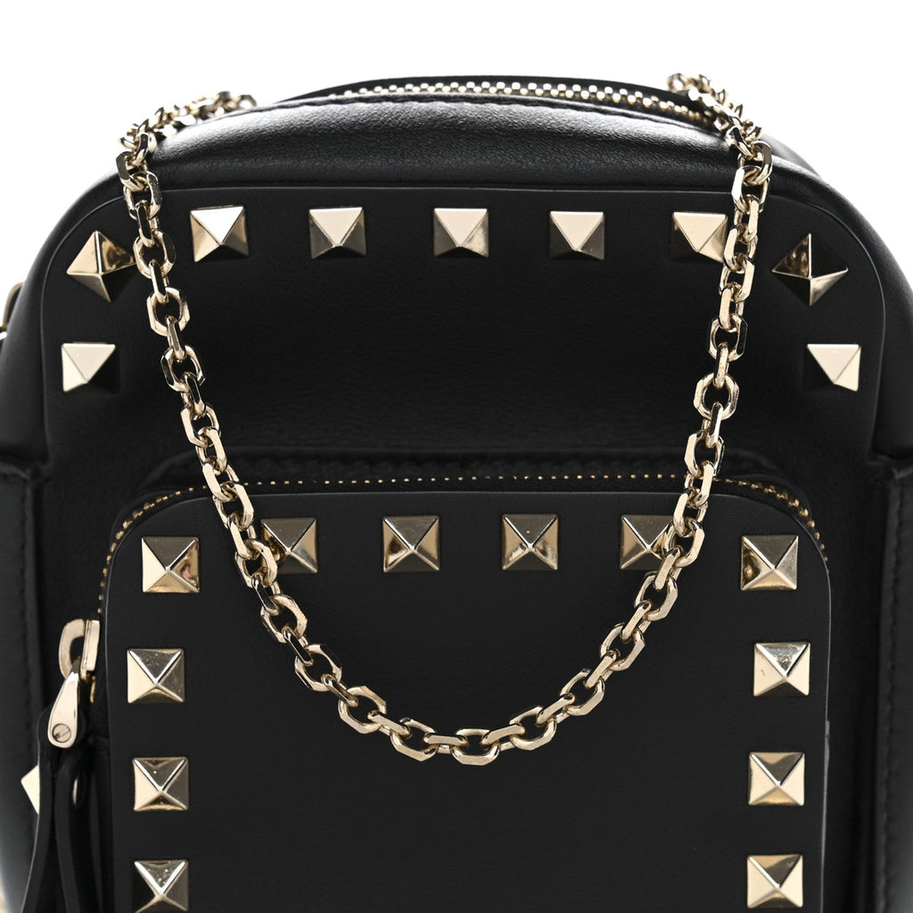 Calfskin Rockstud Crossbody Black