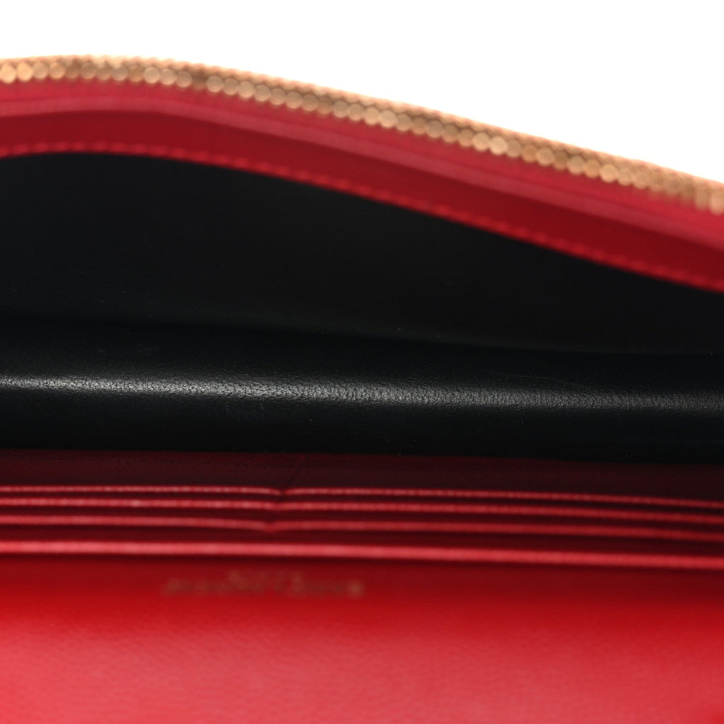 Grain De Poudre Matelasse Chevron Monogram Envelope Chain Wallet New Red
