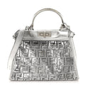 PVC Vitello Catalan Mirror Sequin FF Medium Peekaboo Iconic Satchel Argento