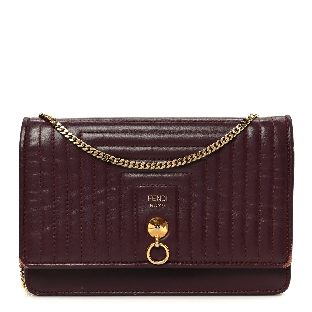 Shiny Nappa Trapuntata Dotcom Tube Wallet On Chain Bordeaux