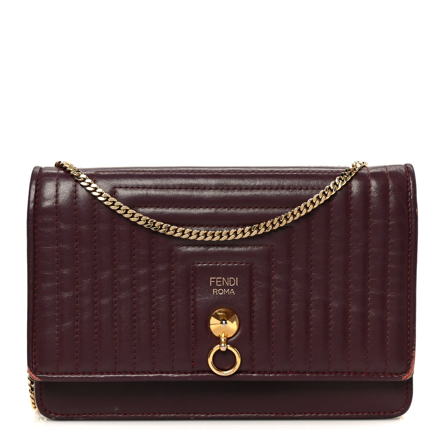 Shiny Nappa Trapuntata Dotcom Tube Wallet On Chain Bordeaux