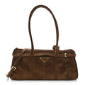 Suede Triangle Medium Bonnie Shoulder Bag Cacao