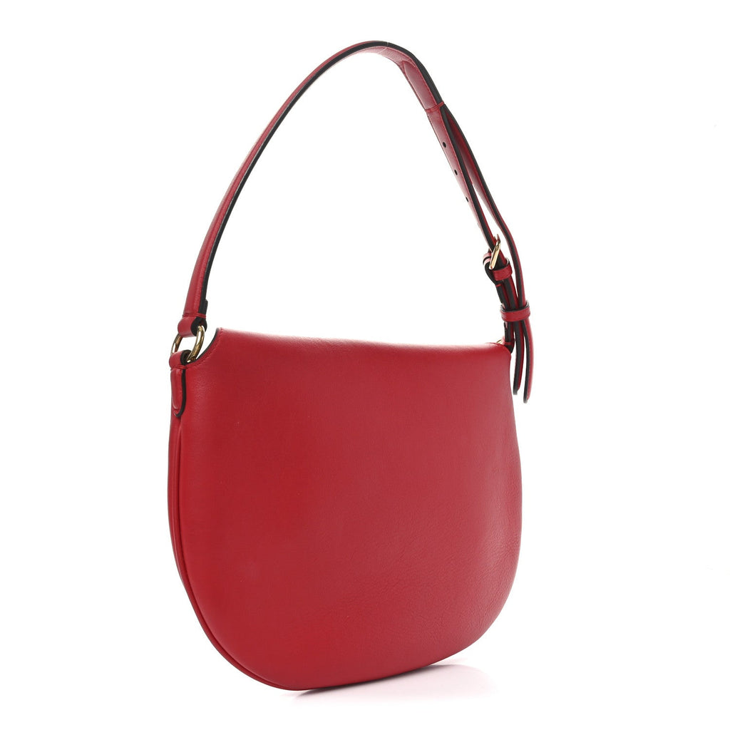 Vitello Grace Suede Small Croissant Hobo Rosso inale