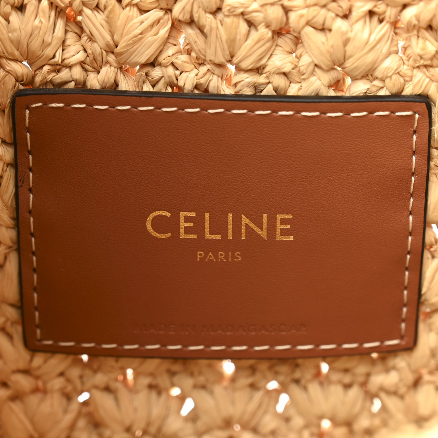 Raffia Calfskin Triomphe Panier Hobo Bag Natural Tan
