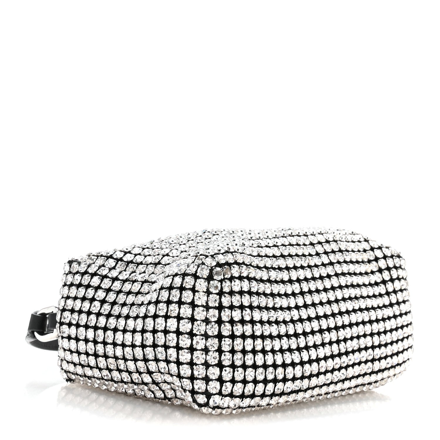 Mesh Crystal Rhinestone Mini Heiress Pouch Black Silver