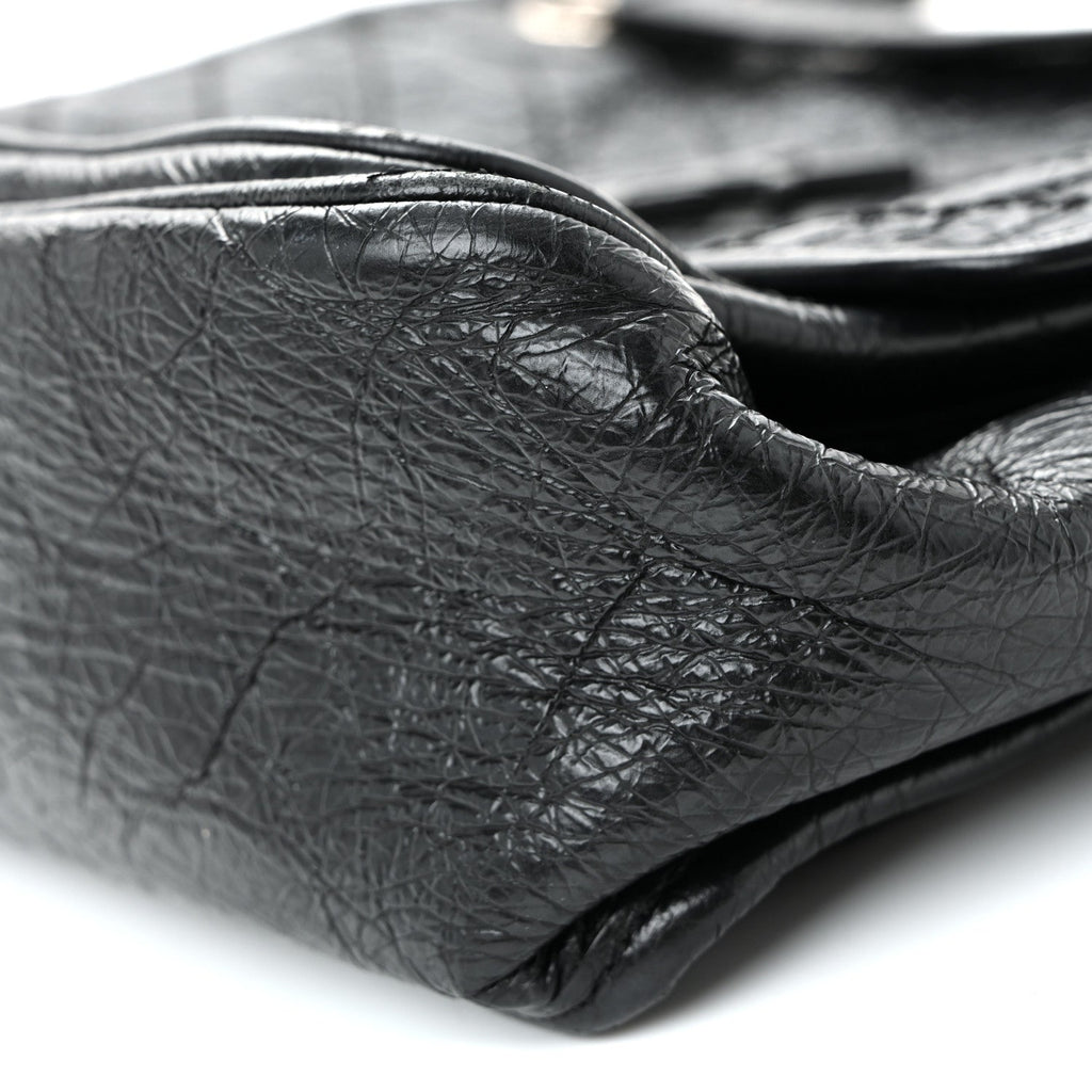 Crinkled Calfskin Matelasse Monogram Medium Niki Chain Satchel Black
