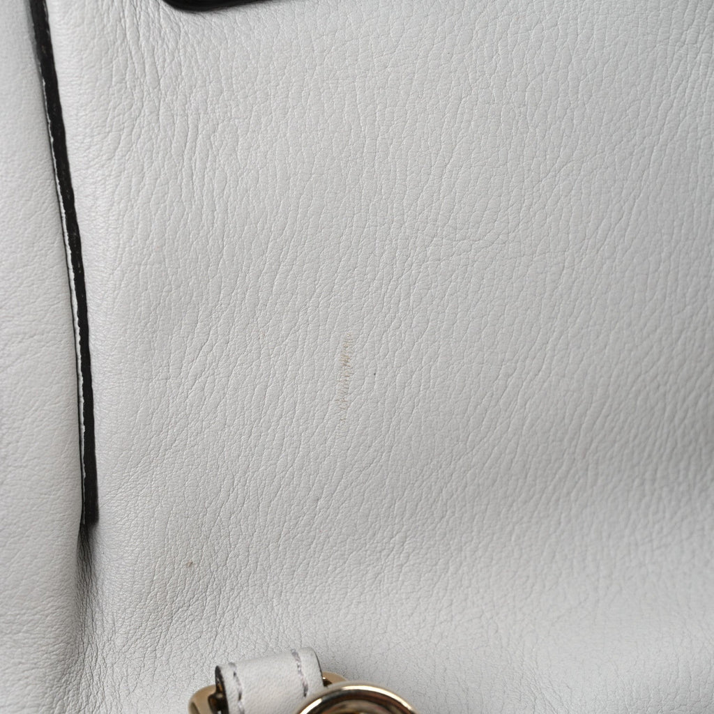 Suede Calfskin Mini Faye Backpack Silver Blue
