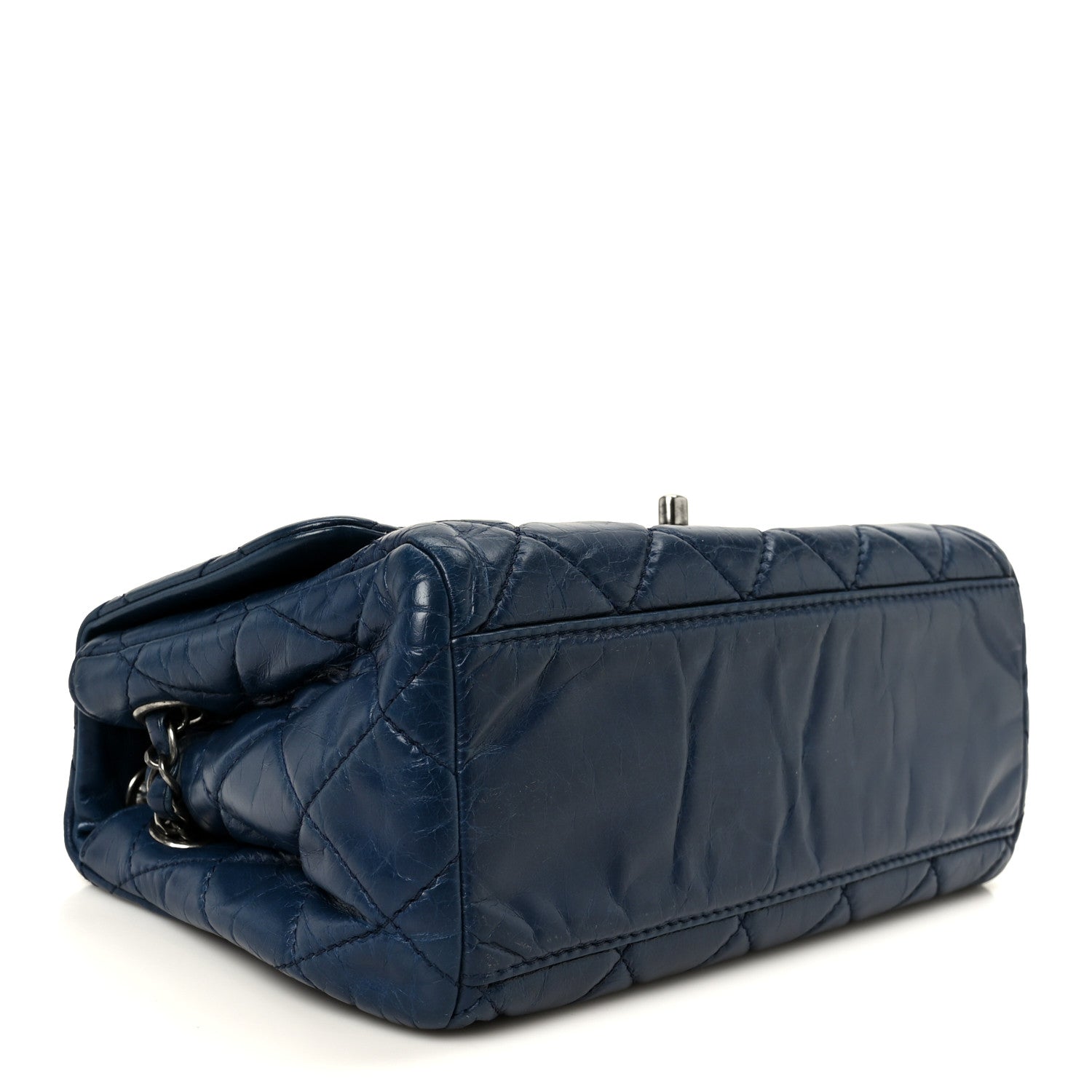 Glazed Calfskin Quilted Medium Coco Soft Flap Navy