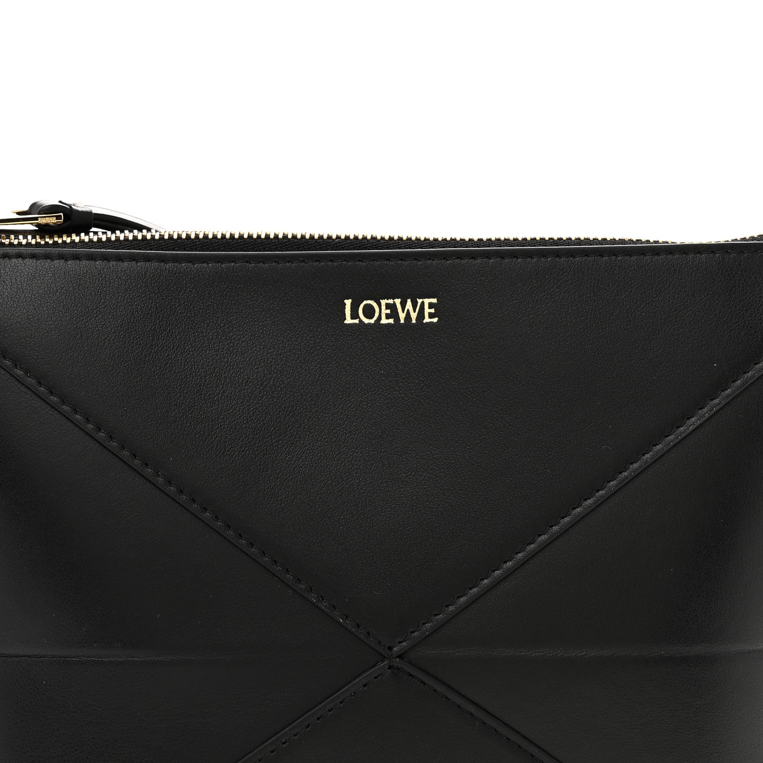 Shiny Calfskin Puzzle Fold Pouch Black