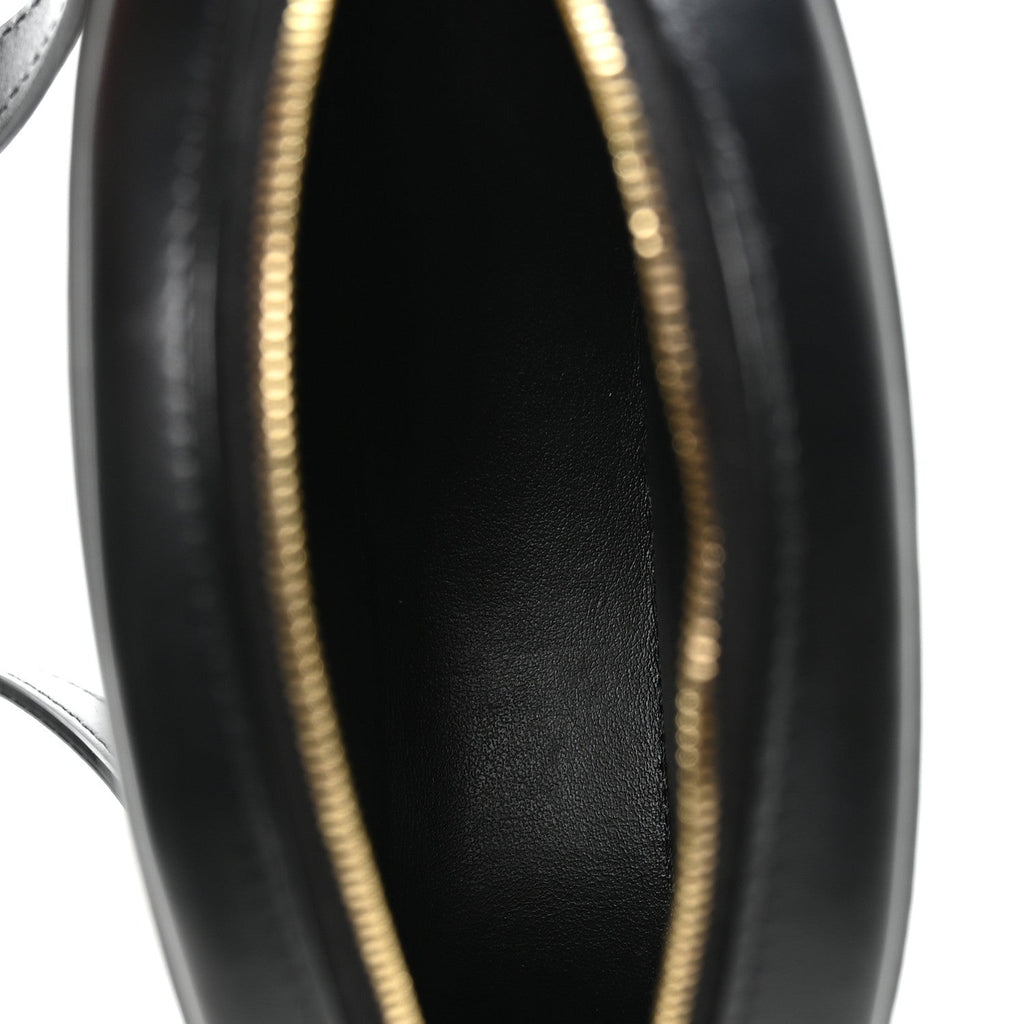 Smooth Calfskin Cuir Small Triomphe Oval Crossbody Purse Black