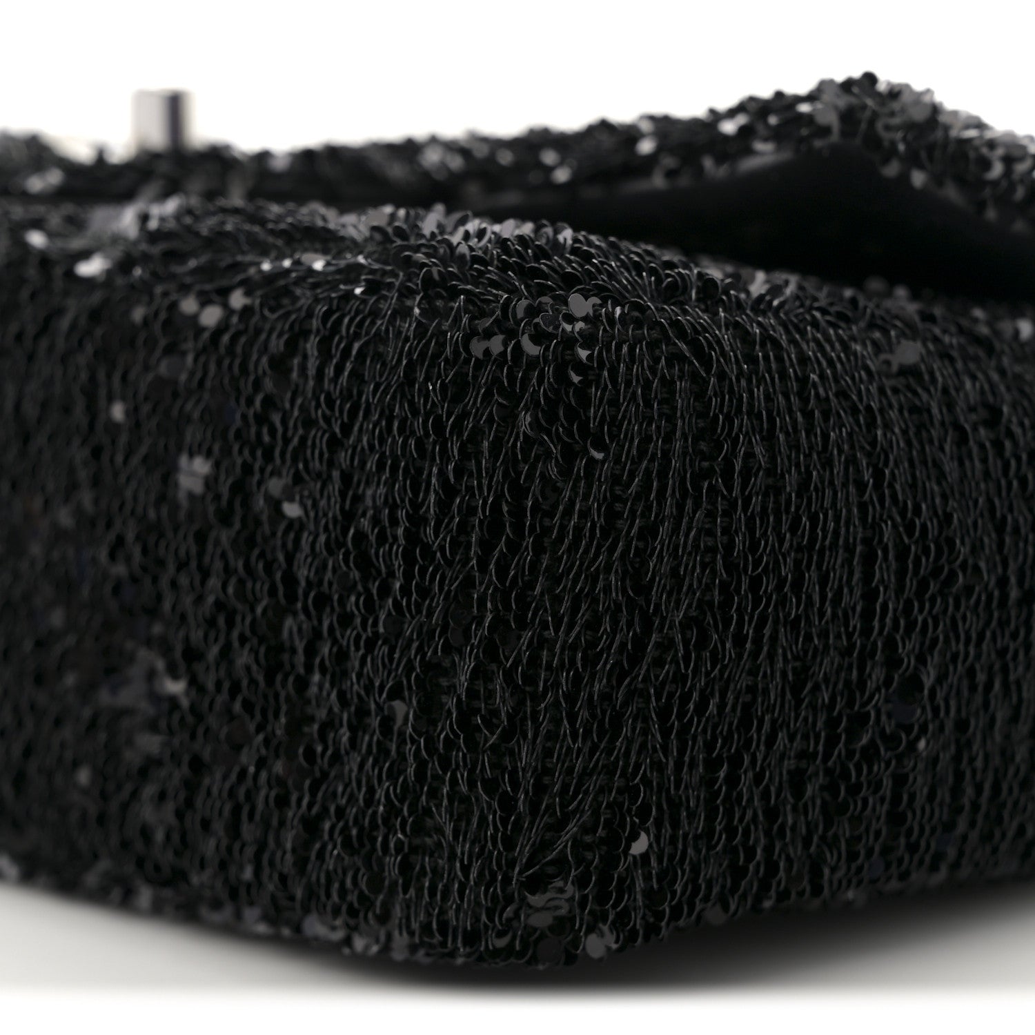 Sequin Ribbon Mini Rectangular Flap Black White