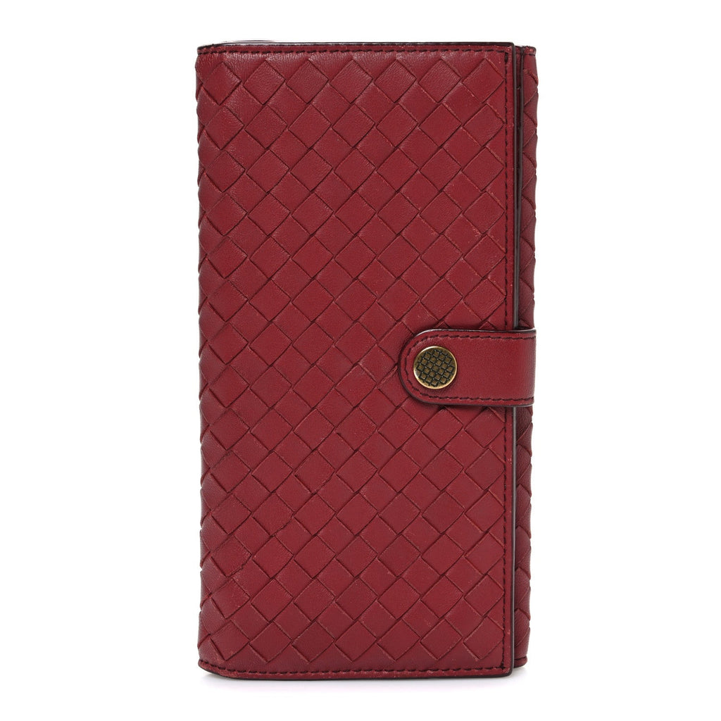 Nappa Intrecciato Continental Wallet Dark Red