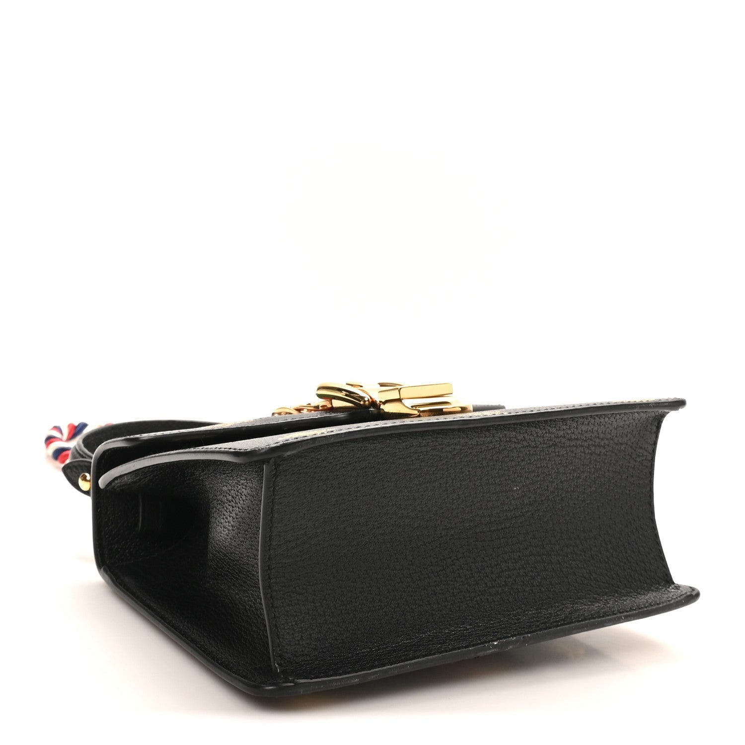 Textured Calfskin Bee Star Print Mini Sylvie Top Handle Bag Black