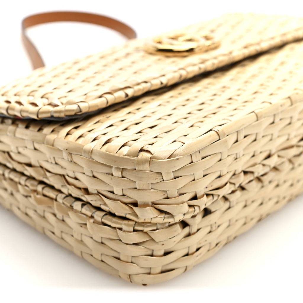 Glazed Wicker Small Cestino Shoulder Bag Natural