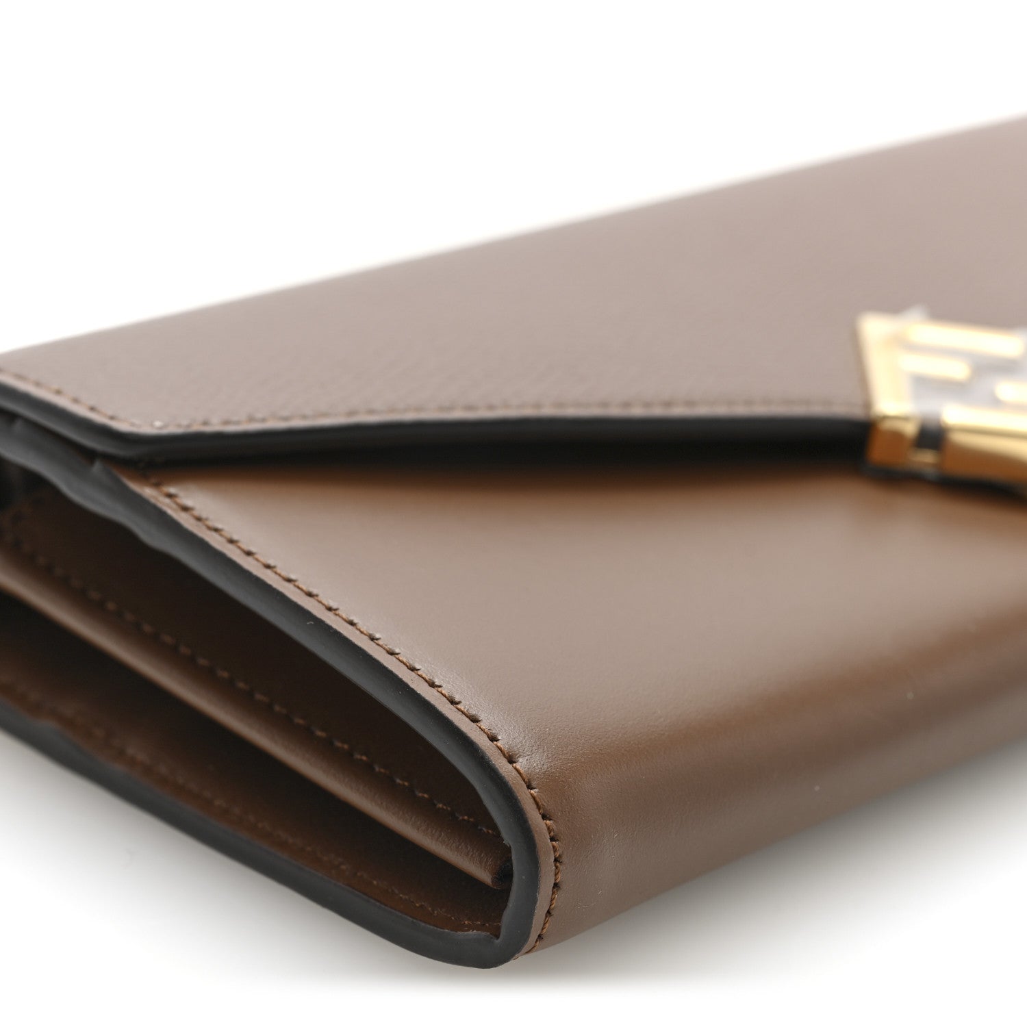 Vitello King Cruise FF Diamonds Continental Envelope Wallet On Chain Gianduia