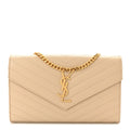 Grain De Poudre Matelasse Chevron Monogram Chain Wallet Nude Powder
