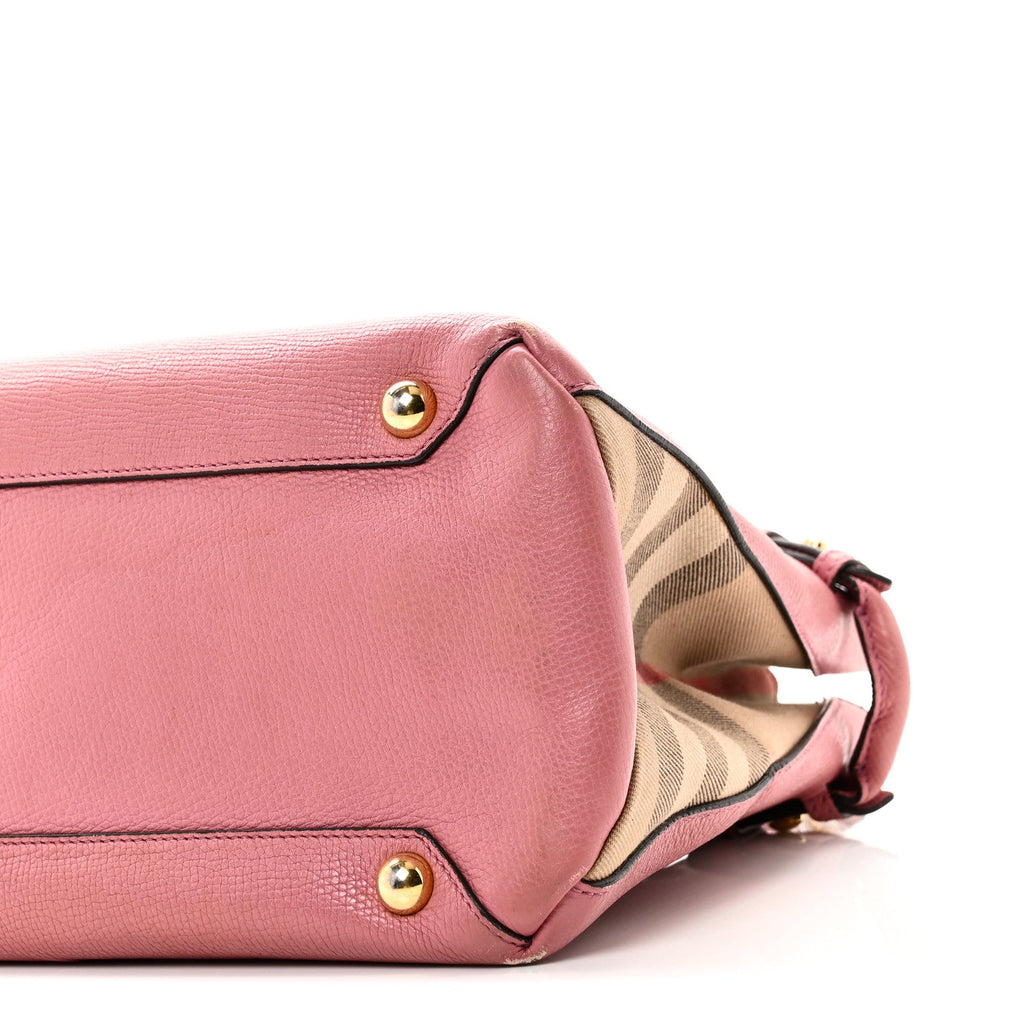 Derby Calfskin House Check Medium Banner Tote Mauve Pink