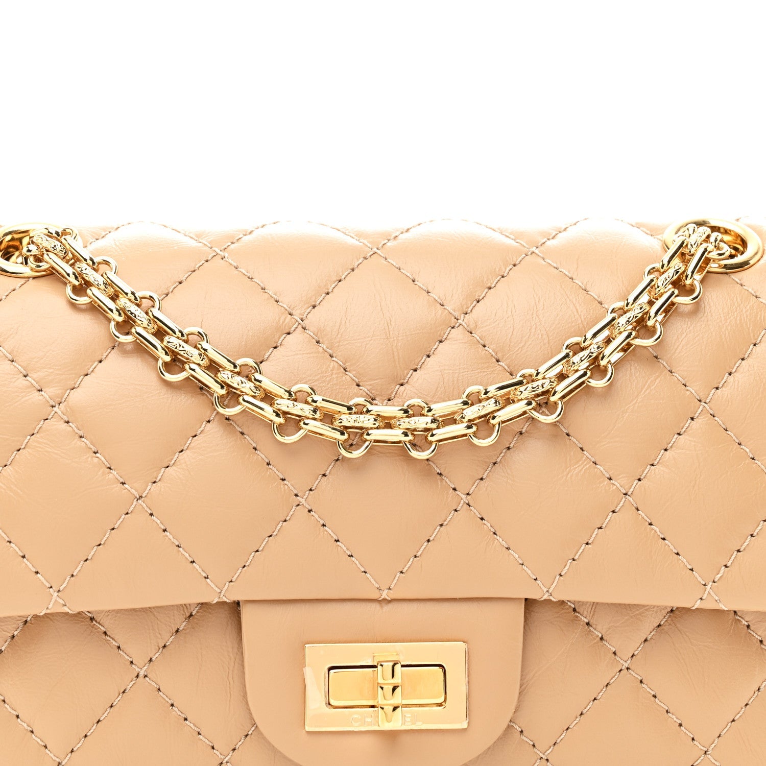 Aged Calfskin Quilted 2.55 Reissue Mini Flap Beige