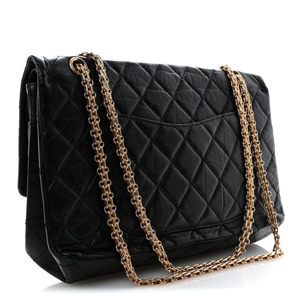 Aged Calfskin Quilted 2.55 Reissue 227 Flap Black